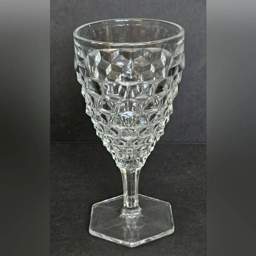 6 Fostoria Vintage Set Of Fostoria Glasses Cubist Hexagon Footed